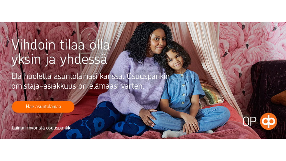 Työnäyte: OP Asuntolaina -mainosbanneri
