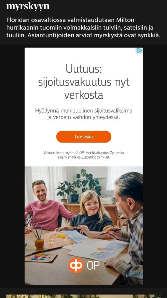 OP - Sijoitusvakuutuksen display-mainos