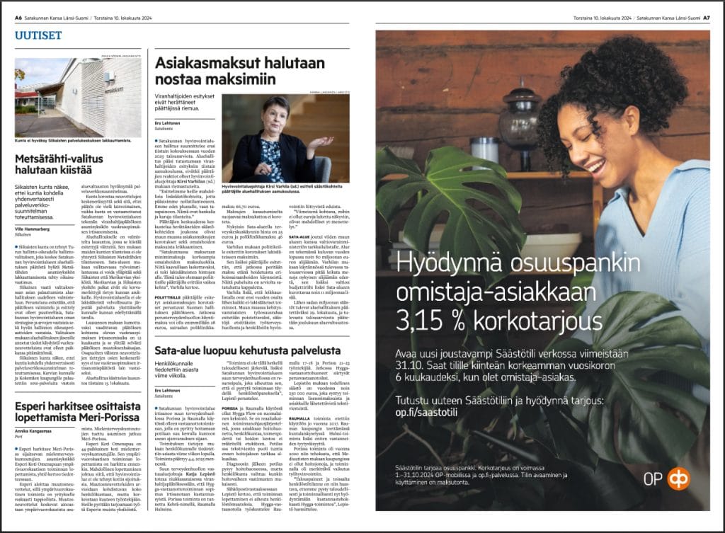 OP - Säästötilin korkotarjouskampanjan printti-ilmoitus